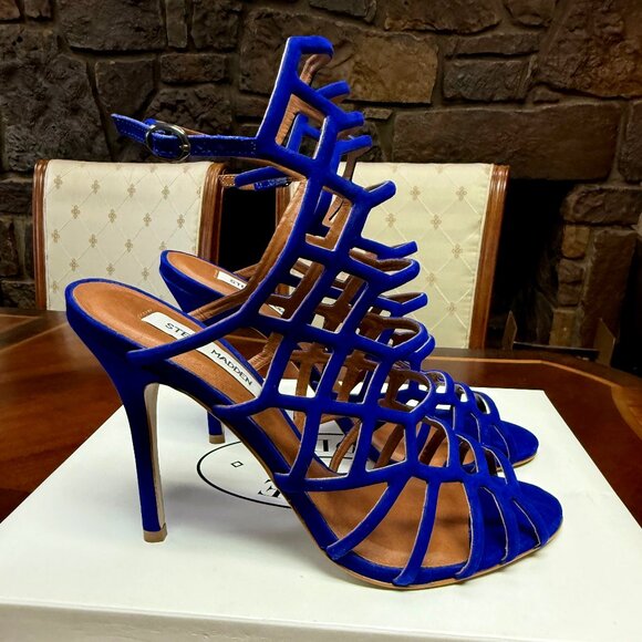 Sexy Steve Madden Slithur Cobalt Sandals US 9.5 NIB - Picture 1 of 8